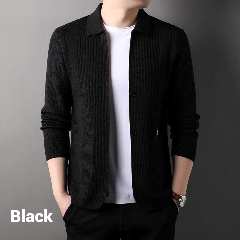Veste Tricotée à Manches Longues avec Col à Revers pour Homme
