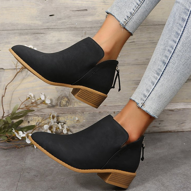 Bottines à talons bas et épais pour femmes