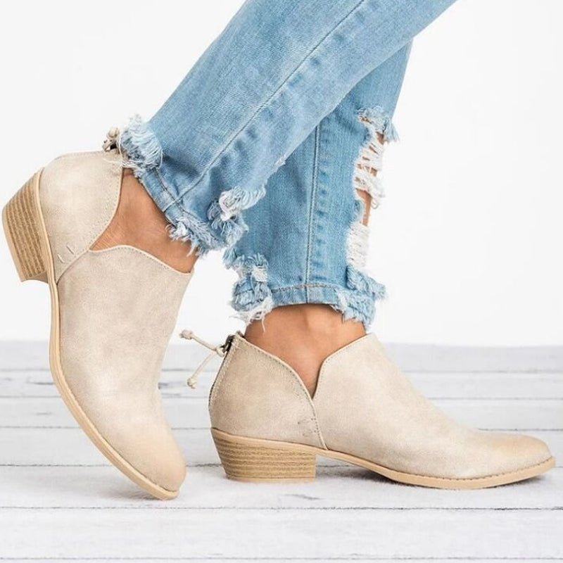 Bottines à talons bas et épais pour femmes