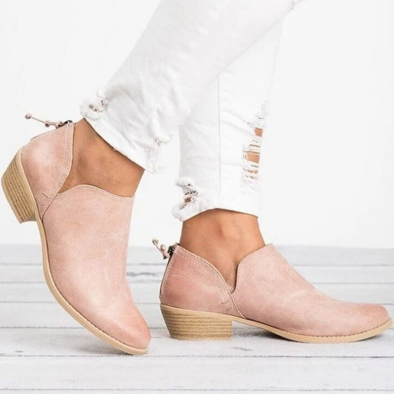 Bottines à talons bas et épais pour femmes