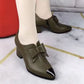 Chaussures à talons carrés et bout pointu en cuir PU pour femmes