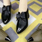 Chaussures à talons carrés et bout pointu en cuir PU pour femmes