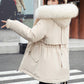 Meilleur cadeau - Manteau parka épais à capuche ample en polaire synthétique pour femme