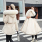Meilleur cadeau - Manteau parka épais à capuche ample en polaire synthétique pour femme
