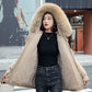 Meilleur cadeau - Manteau parka épais à capuche ample en polaire synthétique pour femme