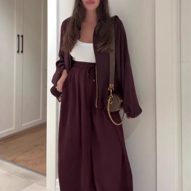 🔥Soldes : 50 % DE RÉDUCTION🔥Veste ample avec fermeture éclair et pantalon large