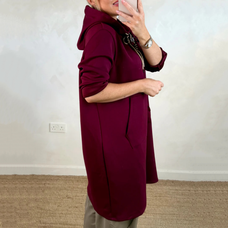 Robe oversize à manches longues et capuche pour femmes, avec poches
