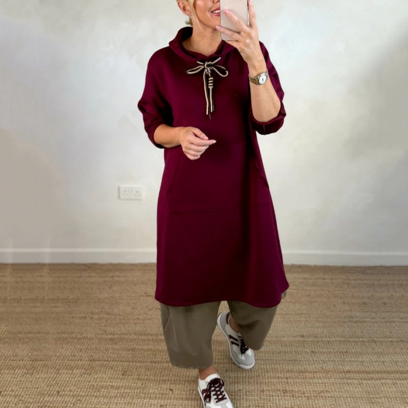 Robe oversize à manches longues et capuche pour femmes, avec poches