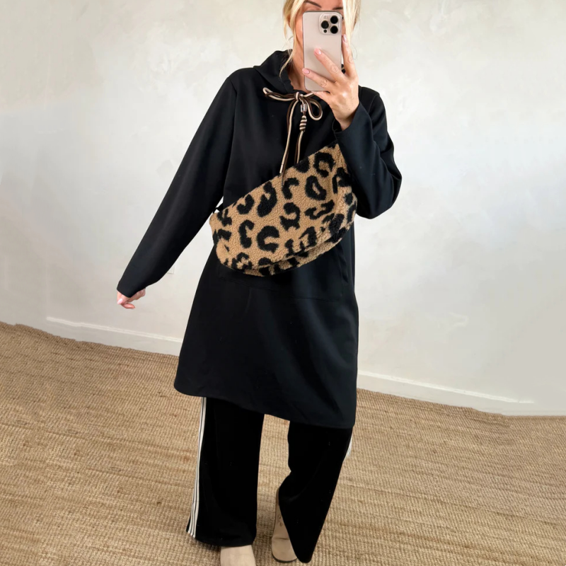 Robe oversize à manches longues et capuche pour femmes, avec poches