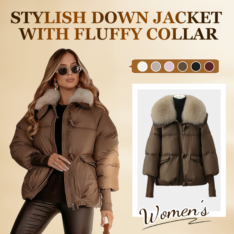 🏆 Vente flash 50 % de réduction ⚡ Doudoune courte élégante pour femme avec col moelleux