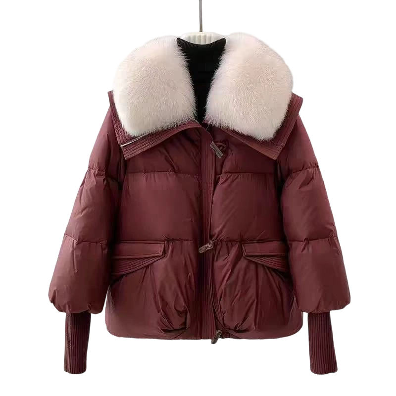 🏆 Vente flash 50 % de réduction ⚡ Doudoune courte élégante pour femme avec col moelleux