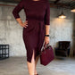 Robe midi élégante à fente et nœud sur le devant pour femme