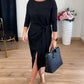 Robe midi élégante à fente et nœud sur le devant pour femme