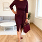 Robe midi élégante à fente et nœud sur le devant pour femme