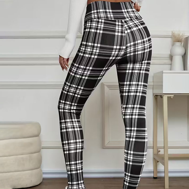 Leggings à carreaux doublés polaire pour femmes – des vêtements d'hiver doux, extensibles et élégants 🧣