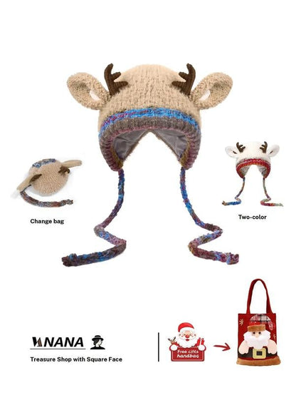 🎁🎄Soldes de Noël 49 % de réduction ! 🦌Bonnet de Noël festif au design original avec des bois de renne🧶