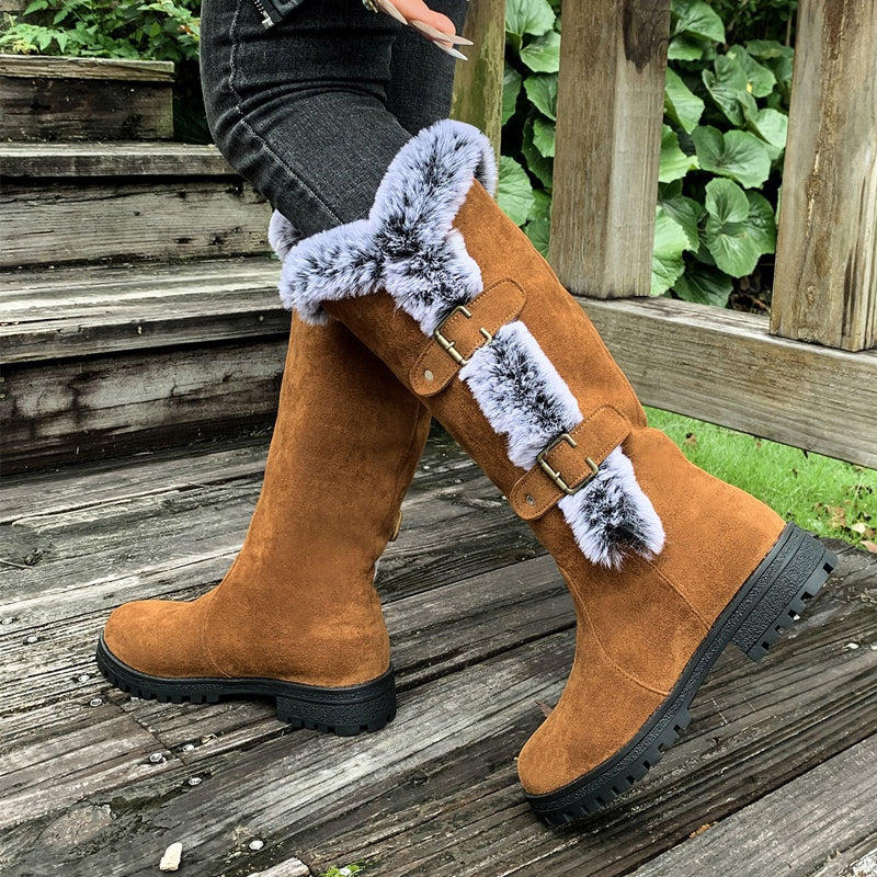 Bottes de neige mi-mollet épaisses en peluche pour femmes【Livraison gratuite】