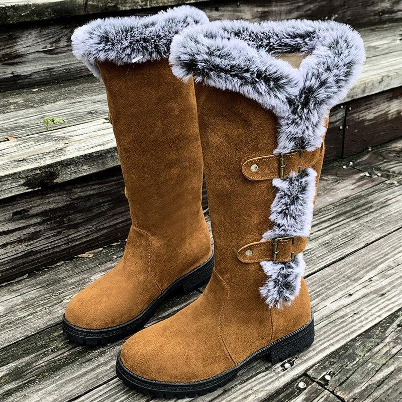 Bottes de neige mi-mollet épaisses en peluche pour femmes【Livraison gratuite】