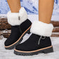 Bottes de neige épaisses avec col en fourrure et fermeture éclair pour femmes, longueur cheville