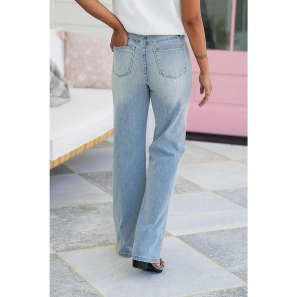 Jean droit taille haute vintage pour femme
