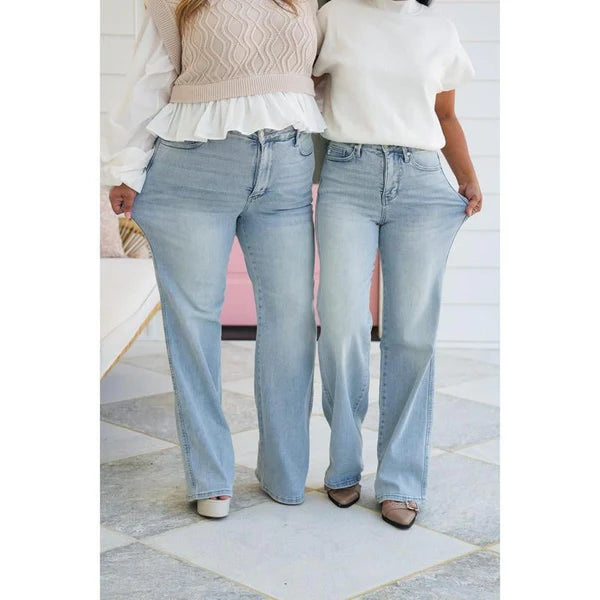 Jean droit taille haute vintage pour femme