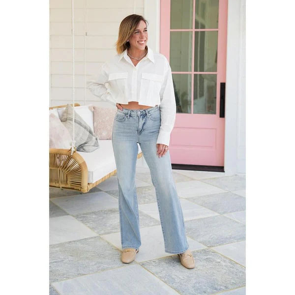 Jean droit taille haute vintage pour femme