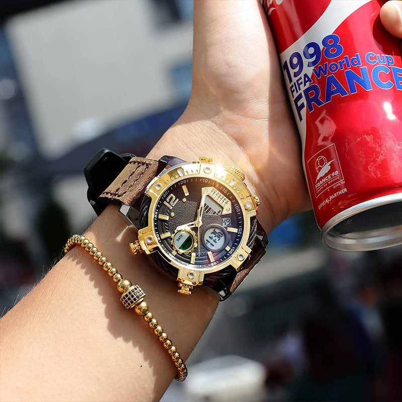 ⌚Montre de sport à quartz multifonctionnelle à double affichage pour homme, étanche à 3 ATM
