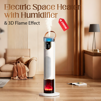🔥Offres spéciales - Radiateur électrique 2000 W avec humidificateur et effet flamme 3D