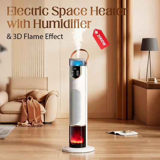 🔥Offres spéciales - Radiateur électrique 2000 W avec humidificateur et effet flamme 3D