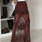 Hoch taillierter Mesh-Rock mit Pailletten