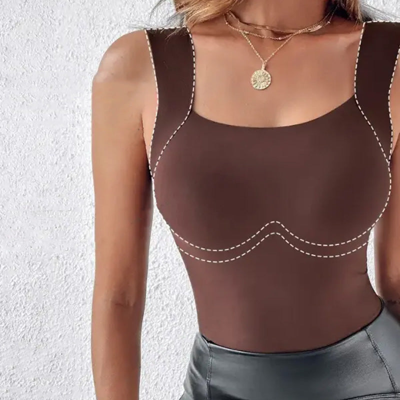 🏆Dernier jour de l'offre spéciale : 10,98 € !!💐 Débardeur thermique à col rond avec soutien-gorge intégré pour femmes