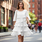 Robe élégante à superpositions et manches volantées pour femmes