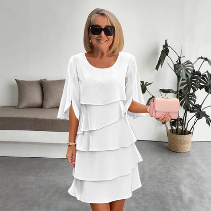 Robe élégante à superpositions et manches volantées pour femmes