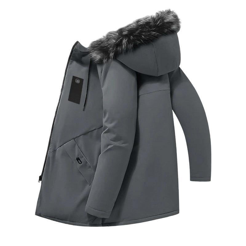🔥Veste parka mi-longue thermique à capuche coupe-vent pour homme