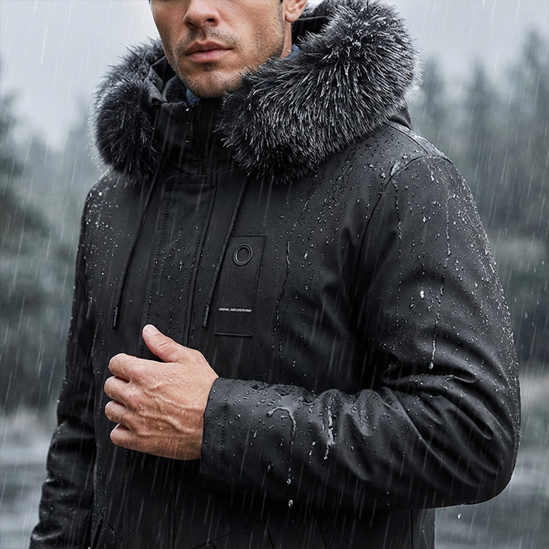 🔥Veste parka mi-longue thermique à capuche coupe-vent pour homme