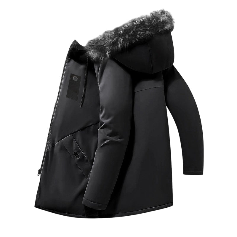 🔥Veste parka mi-longue thermique à capuche coupe-vent pour homme
