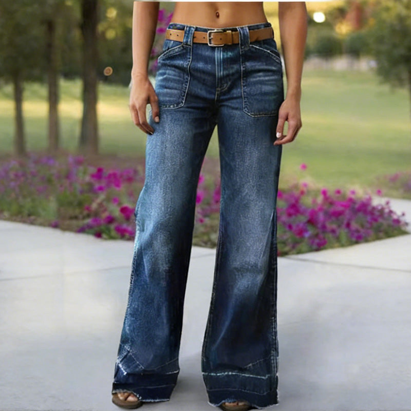 🎉👖50% de réduction ! Jean évasé rétro pour femme – Coupe flatteuse, poches généreuses et denim stretch ultra-confortable