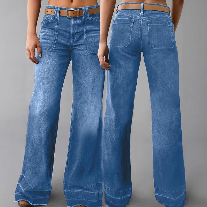 🎉👖50% de réduction ! Jean évasé rétro pour femme – Coupe flatteuse, poches généreuses et denim stretch ultra-confortable