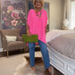 Women's V-Neck Dolman Sleeve Tie-Waist Top