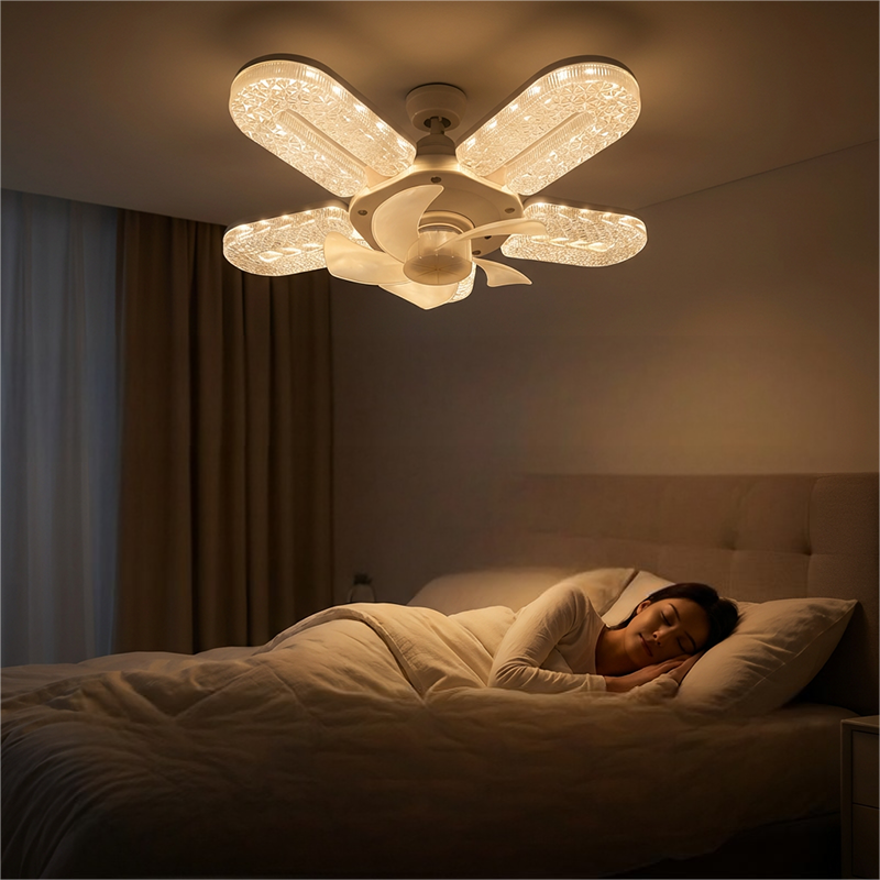 Pour vous garder au frais et éclatant 🌬️💡 Ventilateur de plafond LED à 5 pales effet cristal