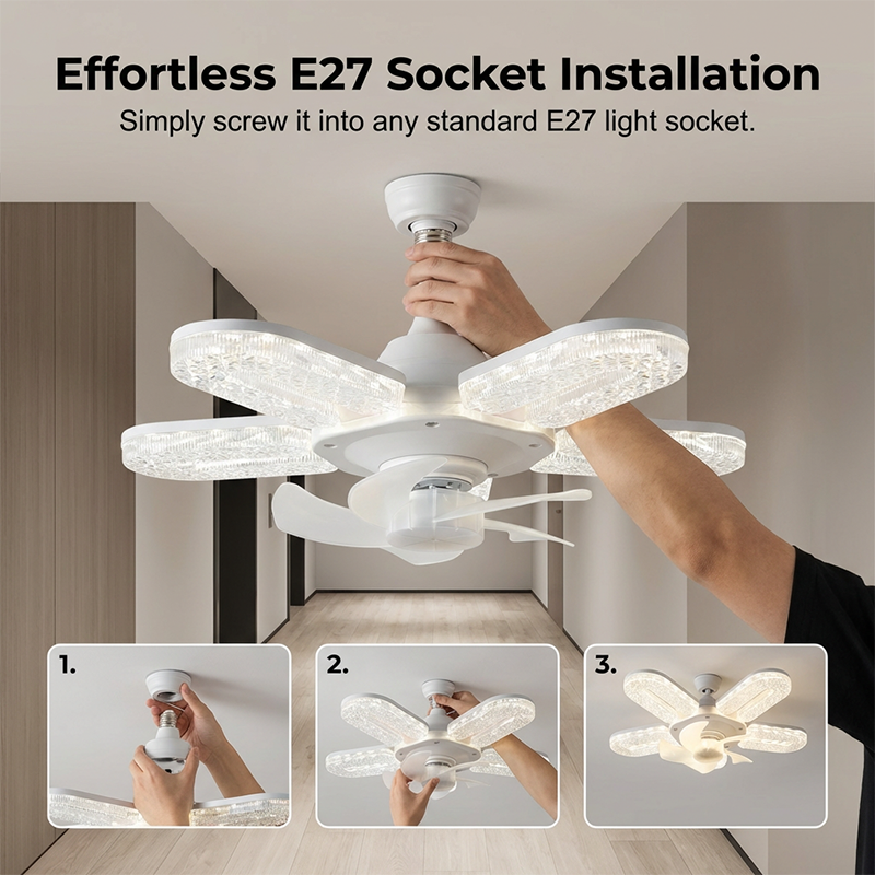 Pour vous garder au frais et éclatant 🌬️💡 Ventilateur de plafond LED à 5 pales effet cristal