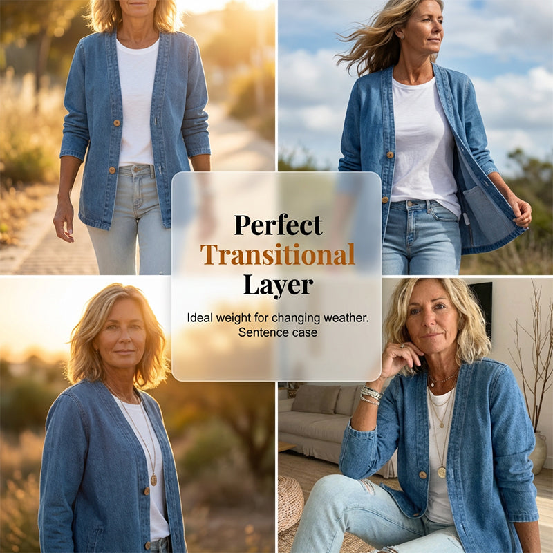 💙✨Veste en jean classique à boutons pour femme