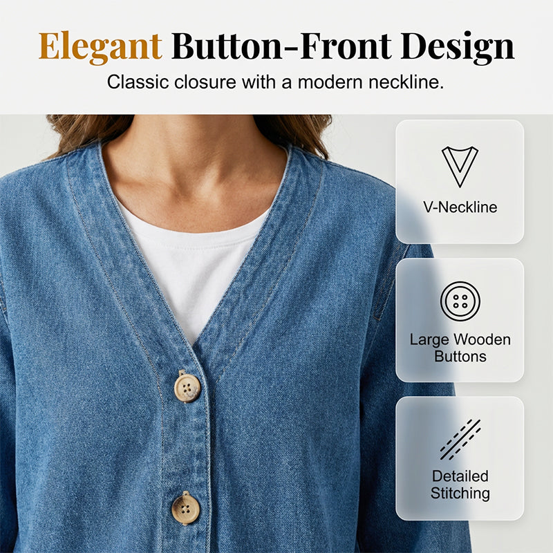 💙✨Veste en jean classique à boutons pour femme