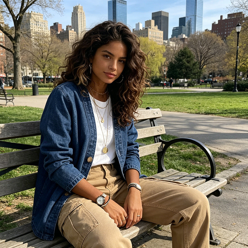 💙✨Veste en jean classique à boutons pour femme