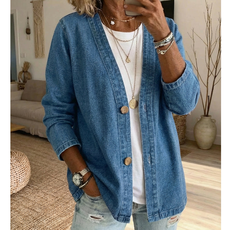 💙✨Veste en jean classique à boutons pour femme