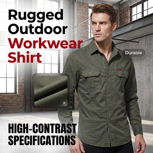Chemise de travail en coton à manches longues pour homme