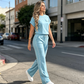 🥳 50 % de réduction ! 🍃 Ensemble deux pièces composé d'un haut à manches courtes confortable et tendance et d'un pantalon élastiqué à cordon