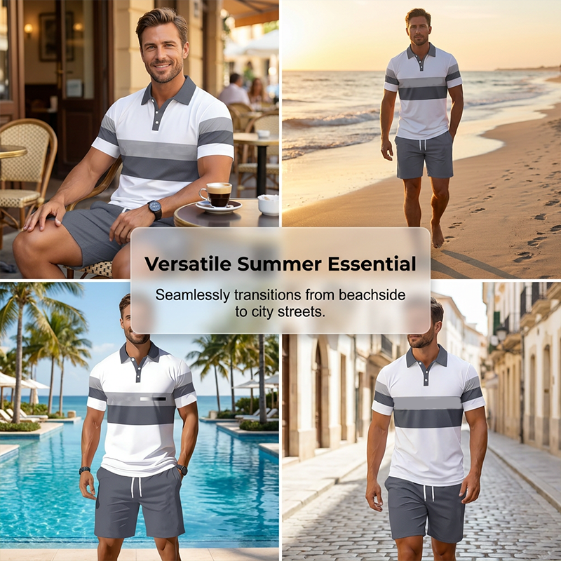 💥Set 2 Pièces Chemise & Short Homme Imprimé Numérique – Tissu Premium Respirant, Coupe Athlétique, Infroissable👕