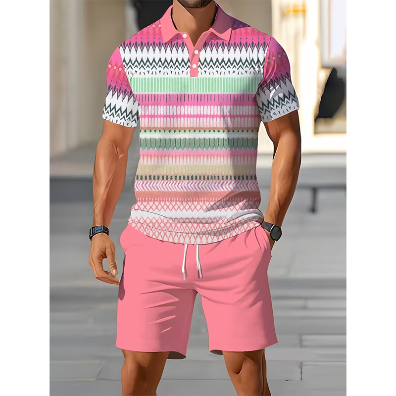 💥Set 2 Pièces Chemise & Short Homme Imprimé Numérique – Tissu Premium Respirant, Coupe Athlétique, Infroissable👕