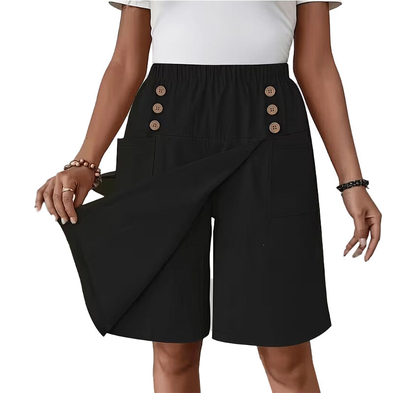 Short asymétrique croisé pour femme, arrivant aux genoux